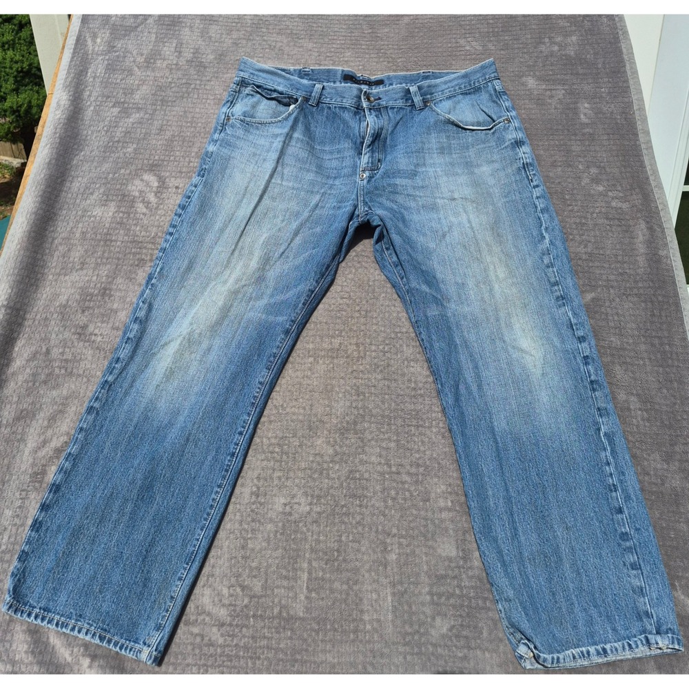 Sean John Mens Relaxed Fit Wide Leg Blue Jeans Size 42 Medium Wash Cotton Y2K